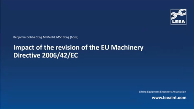 Presentation slide deck - The impact of the revision of the European Machinery Directive 2006/42/EC.