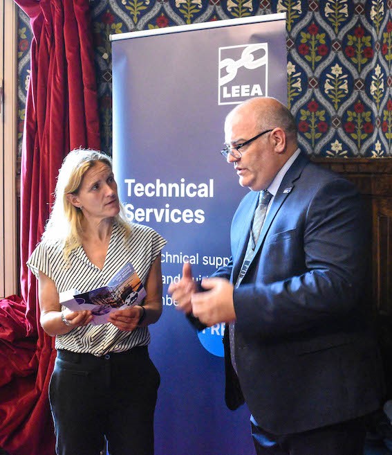 Kim Leadbeater, MP for Batley and Spen hearing about LEEA Technical Services from Derek Buck